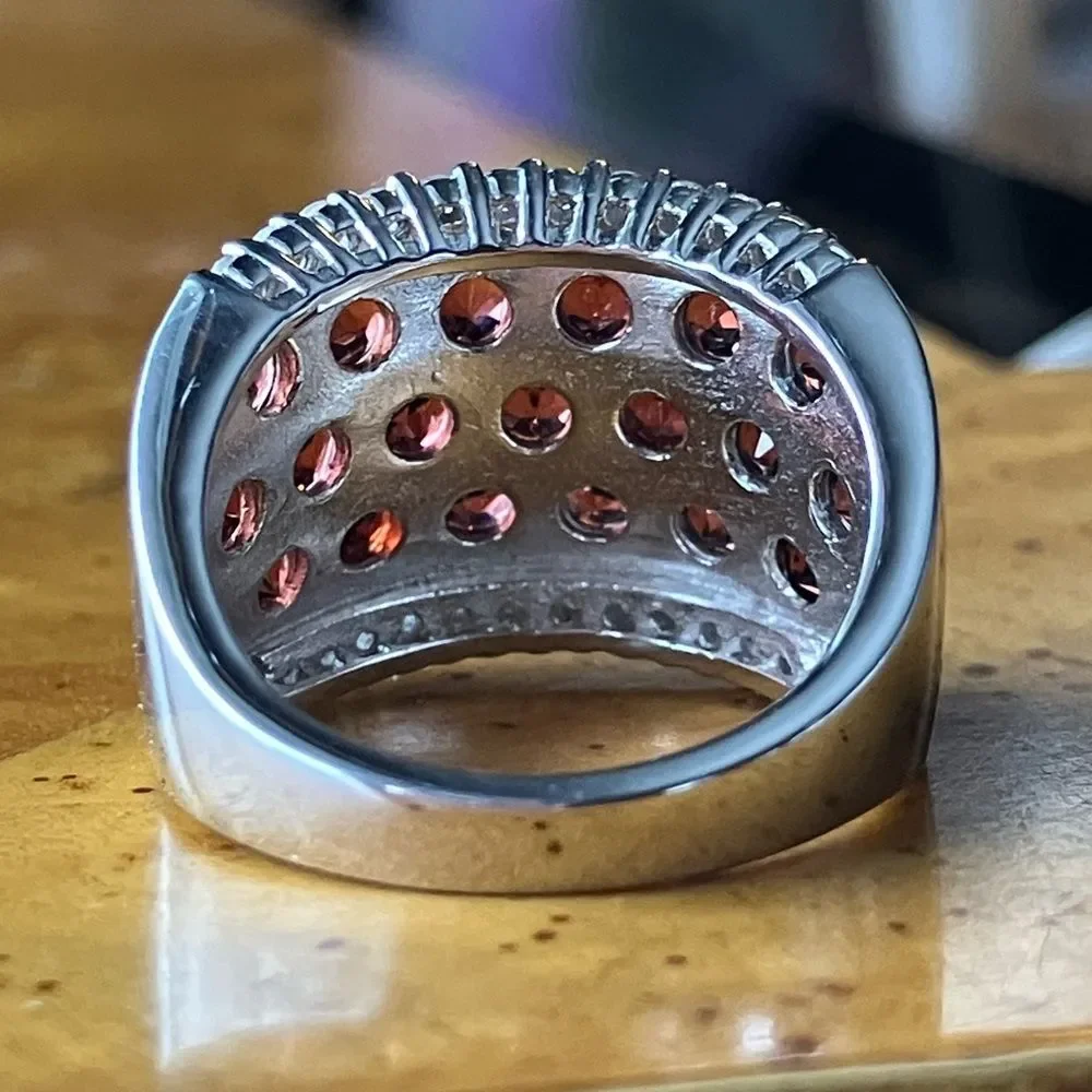Natural Red Garnet Sterling Silver Ring Size 6